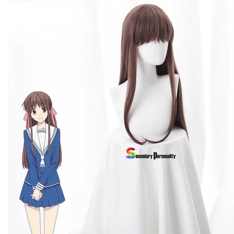 Anime FRUITS BASKET Tohru Honda Cosplay Costume Wigs Long Straight Brown Party Hair Props Lolita Girl Halloween Synthetic Hair