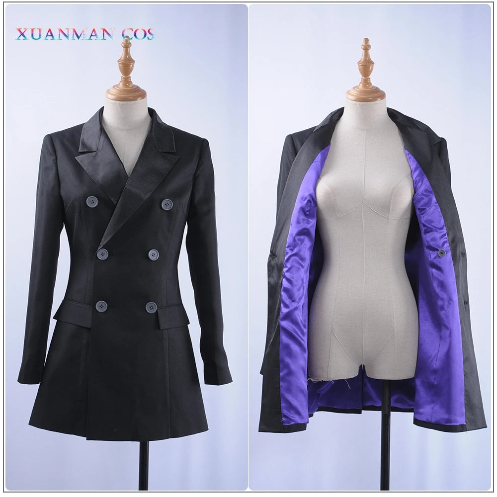 Game Twisted-Wonderland The Little Mermai Azul Ashengrotto Cosplay Costume Men Gray Double-breasted Trench Coat Romper Scarf