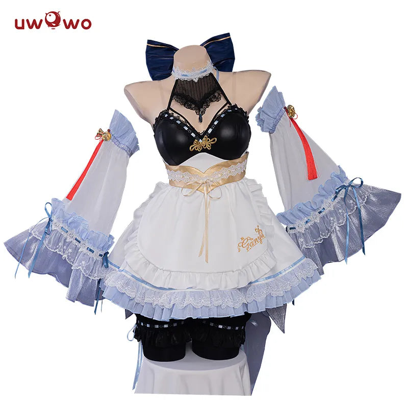 In Stock UWOWO Ganyu Cosplay Maid Dress Game Genshin Impact Cosplay Ganyu Maid Halloween Costumes Genshin Fanart Maid Outfit