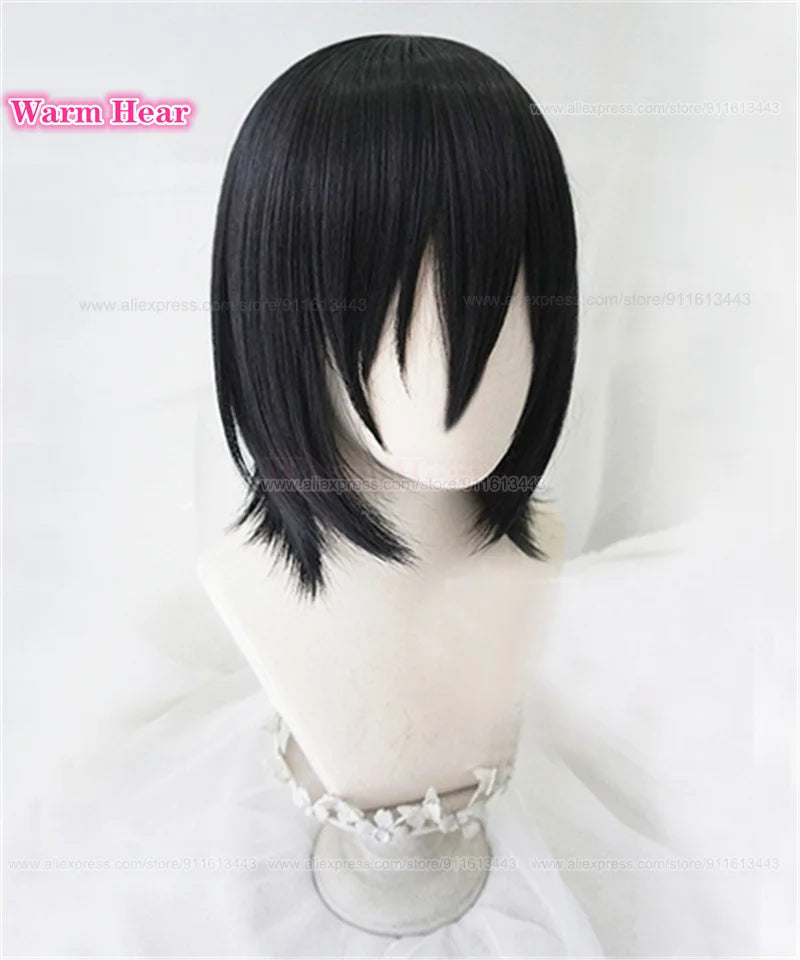 High Quality Anime Bungo Stray Dogs Fyodor Dostoevsky Cosplay Wig Black Simulated Scalp Heat Resistant Synthetic Hair + Wig Cap