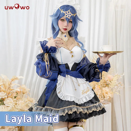 In Stock UWOWO Layla Cosplay Maid Costume Genshin Impact Fanart Cosplay Exclusive Maid Dress Halloween Costume Outfit
