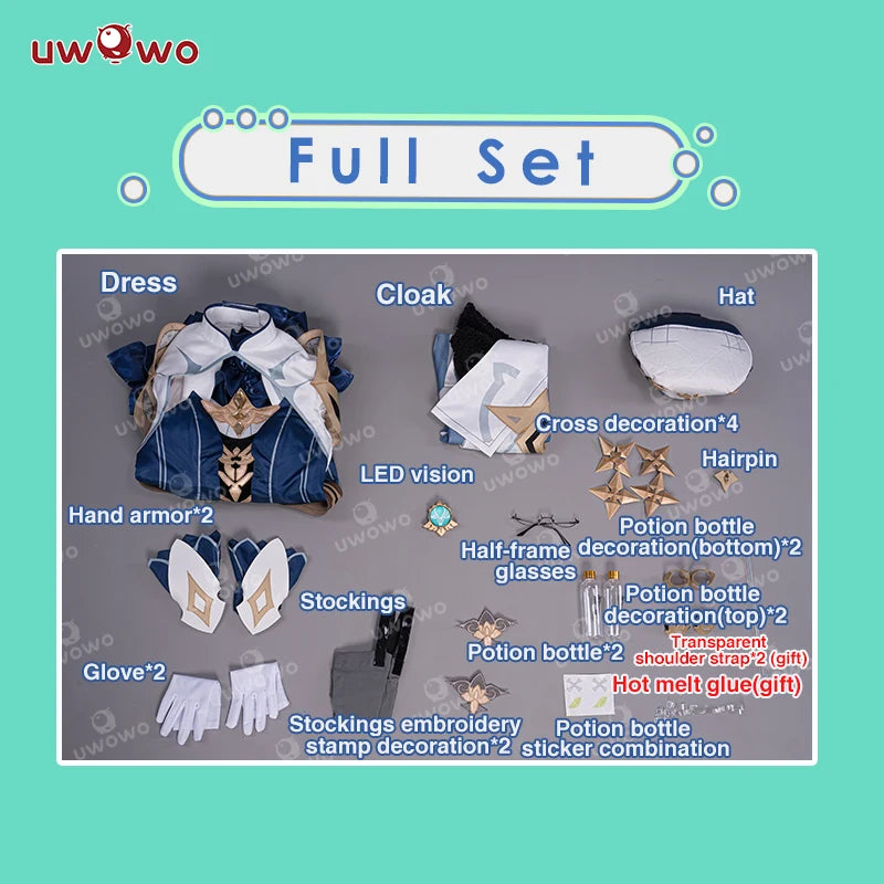 UWOWO Sucrose Cosplay Genshin Impact Cosplay Halloween Christmas Costume Sucrose Dress Retro Mechanical Style Outfit