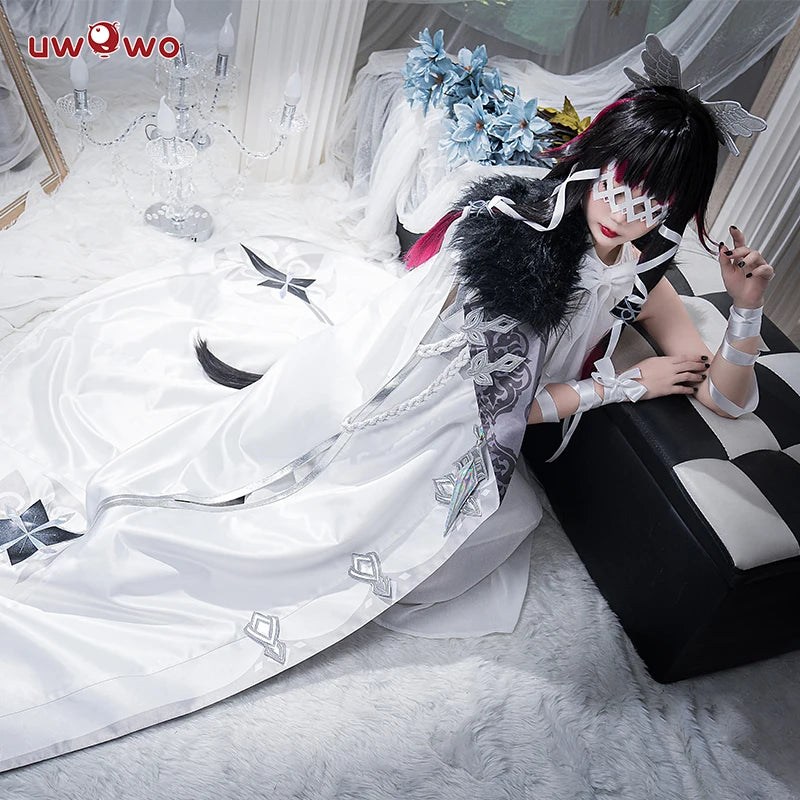 In Stock UWOWO Genshin Impact Columbina Cosplay Costume Fatui Harbingers Damselette Snezhnaya Halloween Christmas Costumes