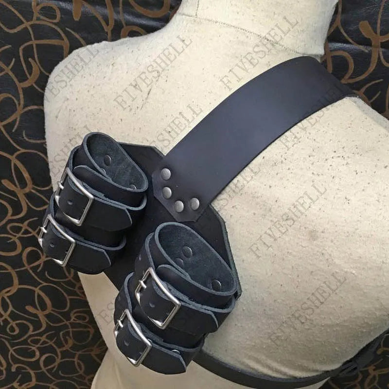 Medieval Witcher Double Back Scabbard For Sword Cutlass Holder Viking Pirate Warrior Leather Sheath Holster Cosplay Larp Costume