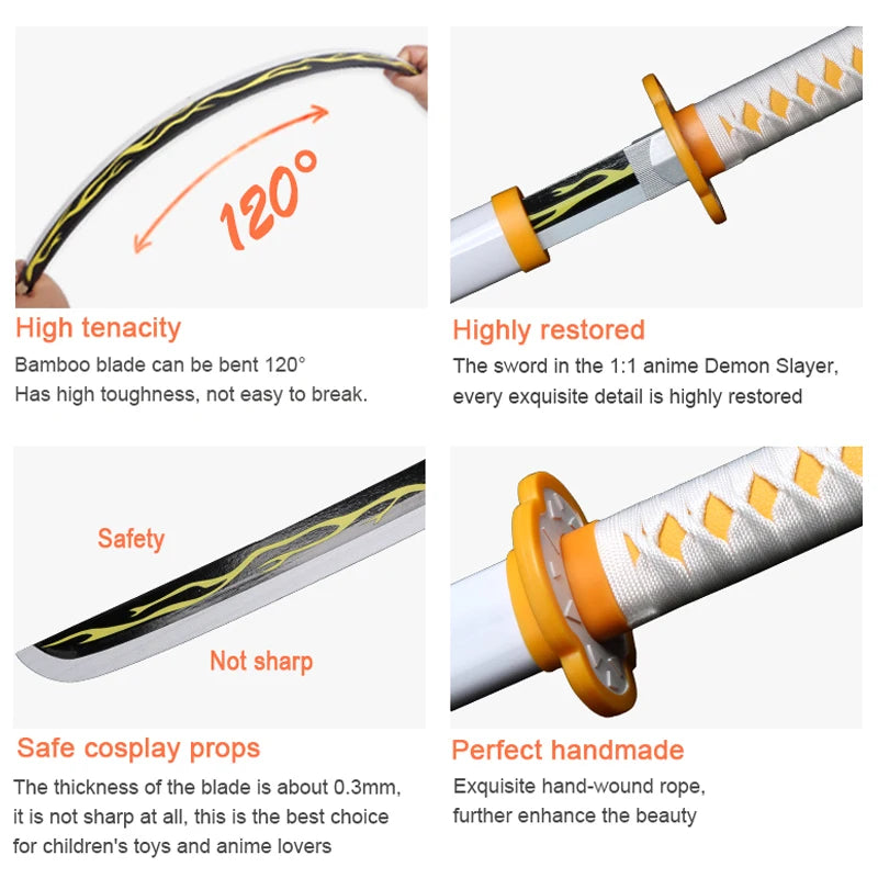 Katana Demon Slayer Sword Kimetsu No Yaiba Zenitsu Kamado Tanjiro Kyoujurou  Real Japanese Catana Anime Cosplay Toys Swords
