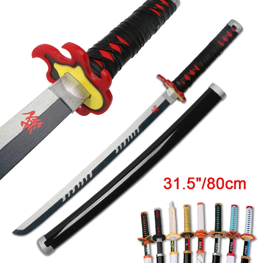 Katana Demon Slayer Sword Kimetsu No Yaiba Zenitsu Kamado Tanjiro Kyoujurou  Real Japanese Catana Anime Cosplay Toys Swords