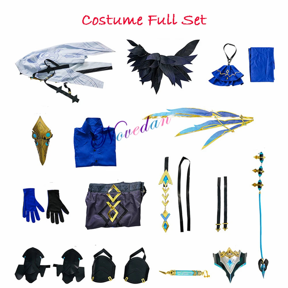 The Doctor Fatui Cosplay Dottore Wig Shoes Boots Earrings Mask Halloween Party Anime Game Costume Accessories