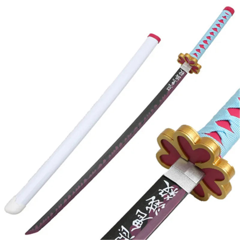 Cosplay Anime Kimetsu no Yaiba Sword Weapon Demon Slayer Kanroji Mitsuri Agatsuma Zenitsu Sword 1:1 Wood Prop 104cm Katana