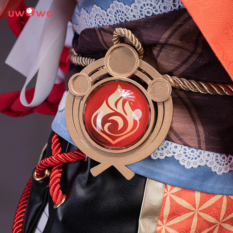 In Stock UWOWO Yoimiya Cosplay with Bow Game Genshin Impact Cosplay Female Fashion Battle Dress Halloween Costume Women Outfits