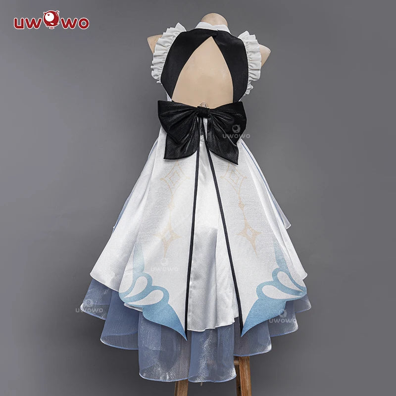 In Stock UWOWO Traveler Lumine Cosplay Maid Costume Game Genshin Impact Cosplay Maid Ver. Lumine Maid Dress Halloween Costumes