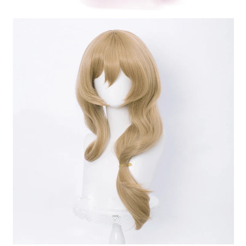 High Quality Genshin Impact Lisa Cosplay Wig 65cm Linen Wavy Heat Resistant Synthetic Hair Anime Game Wigs + Wig Cap