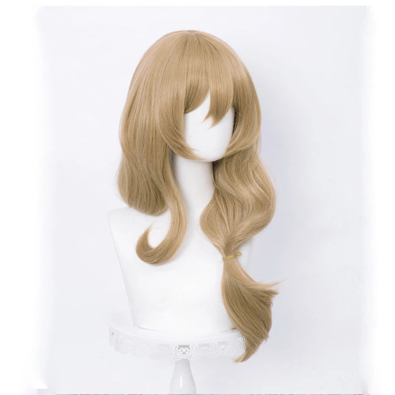 High Quality Genshin Impact Lisa Cosplay Wig 65cm Linen Wavy Heat Resistant Synthetic Hair Anime Game Wigs + Wig Cap