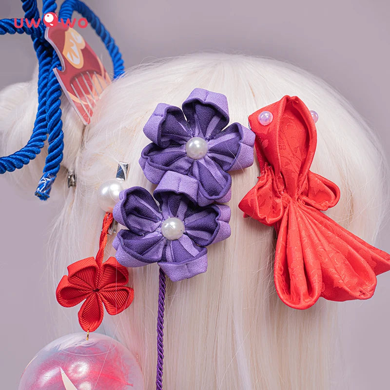 In Stock UWOWO Yoimiya Cosplay with Bow Game Genshin Impact Cosplay Female Fashion Battle Dress Halloween Costume Women Outfits