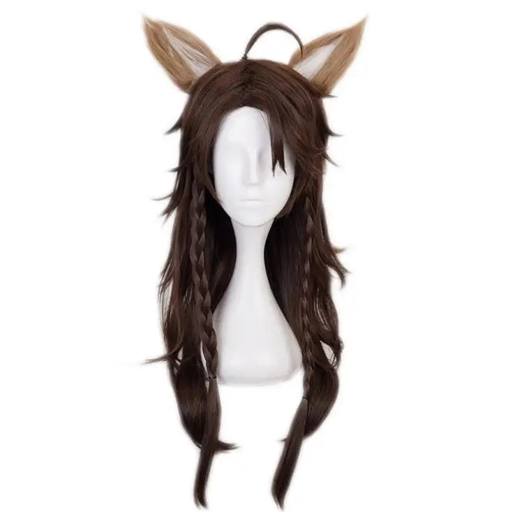 Leona Kingscholar Cosplay Wig Game Twisted-wonderland Brown Braid Long Heat Resistant Hair Wigs Carnival Halloween Party Role