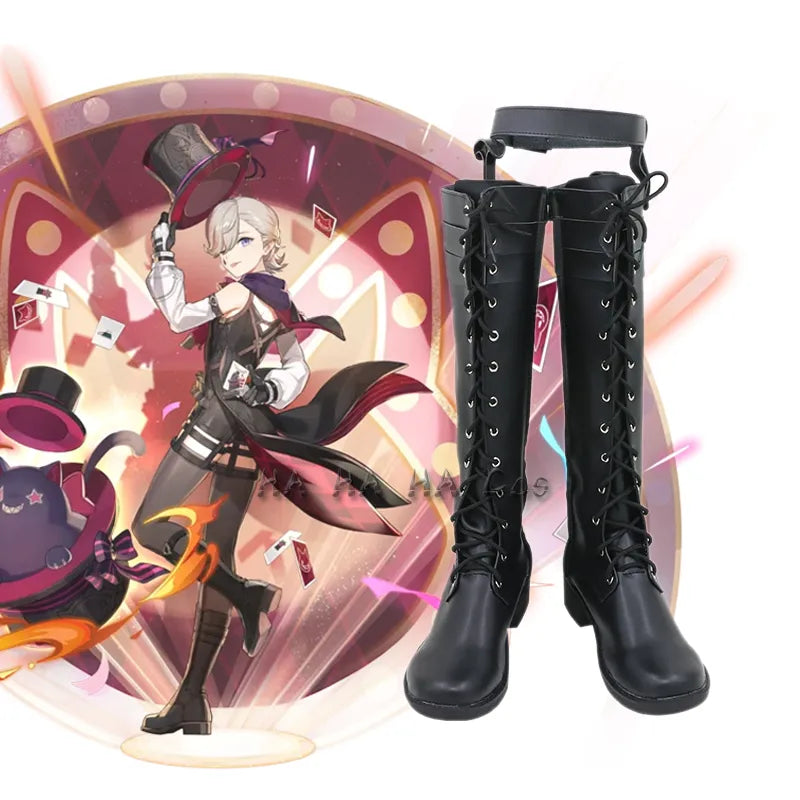Game Genshin Impact Lyney Cosplay Shoes Boots Fontaine Twin Role Play Uniform Halloween Carnival Party Outfit Prop For Women Men