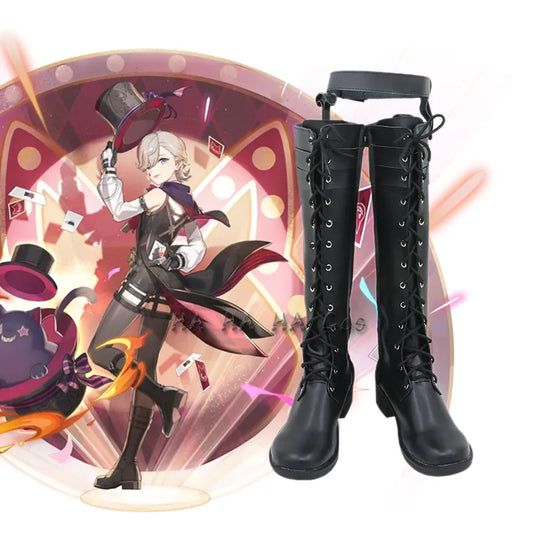 Game Genshin Impact Lyney Cosplay Shoes Boots Fontaine Twin Role Play Uniform Halloween Carnival Party Outfit Prop For Women Men