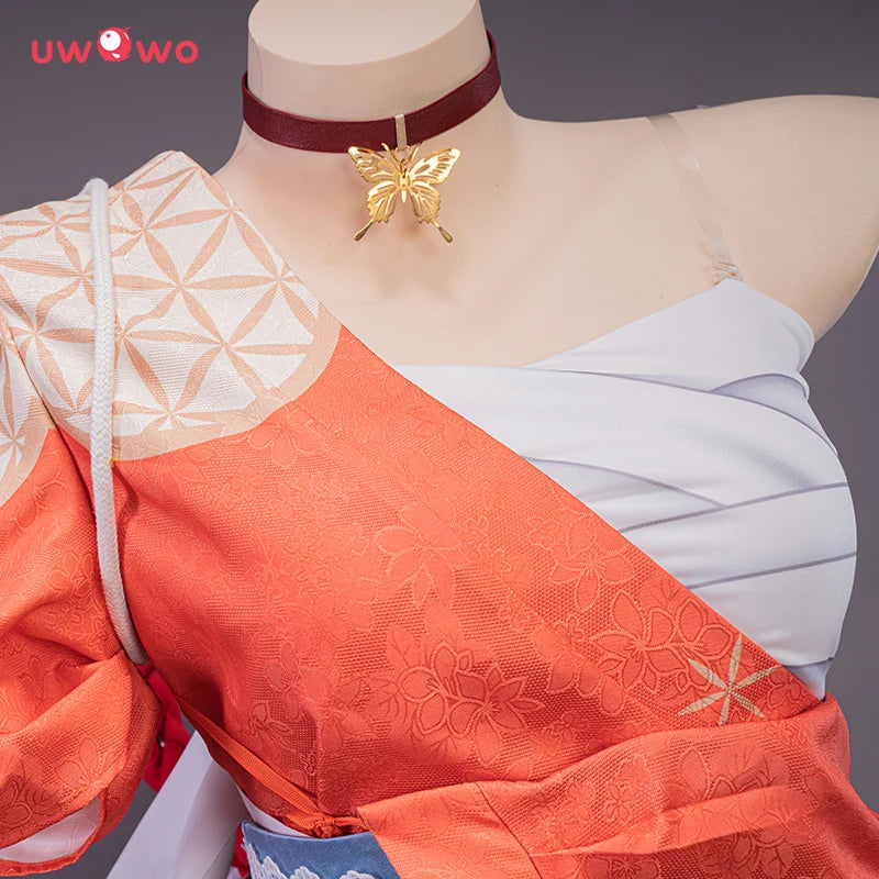 In Stock UWOWO Yoimiya Cosplay with Bow Game Genshin Impact Cosplay Female Fashion Battle Dress Halloween Costume Women Outfits
