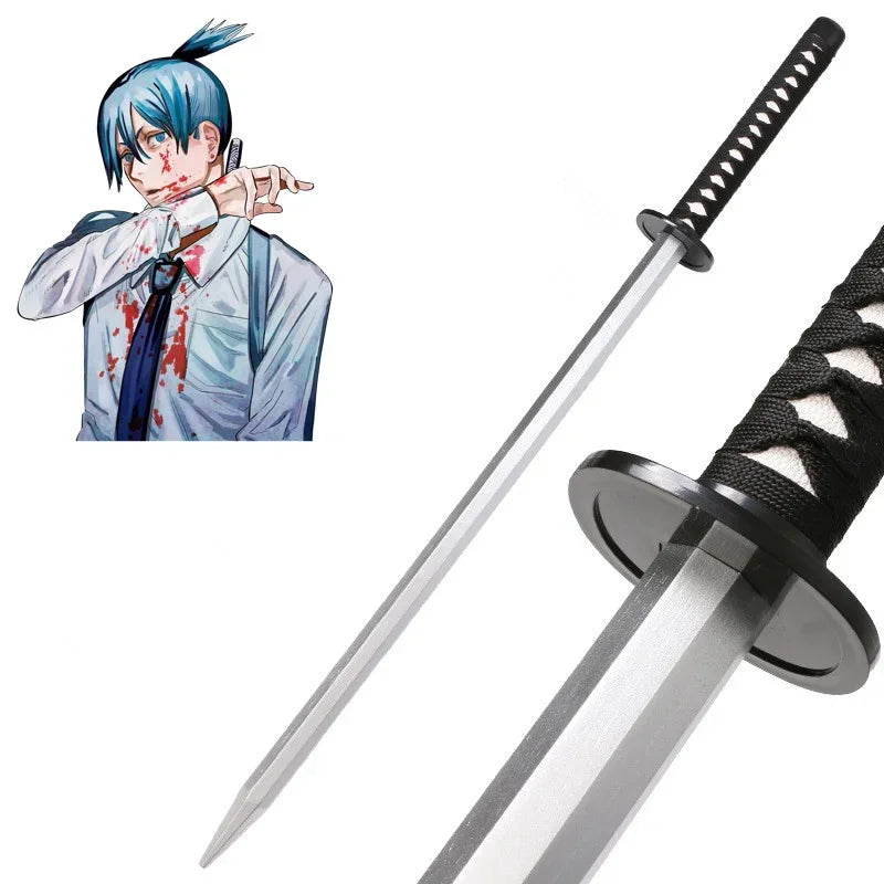Newest Cosplay Anime Chainsaw Man Wooden Katana  Model Roleplay Hayakawa Aki Weapon Sword 102cm