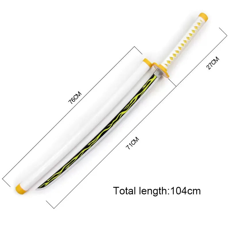 Demon Slayer Katana 104cm Tanjirou Zenitsu Wooden Sword Anime Ghost Killer Blunt Cosplay Props Weapon Model Kids Toy Ninja Blade
