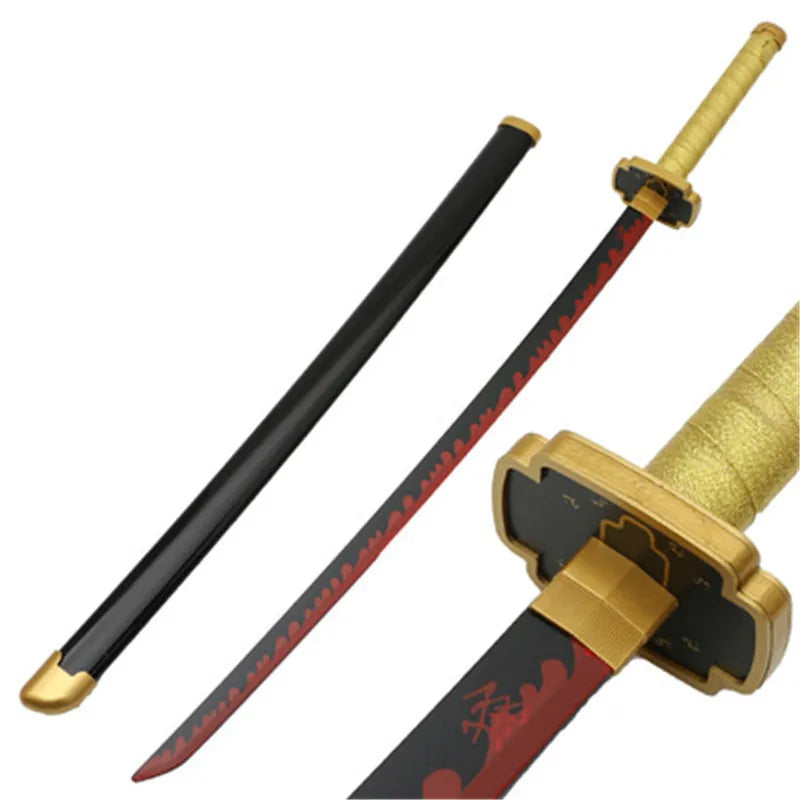 Cosplay Anime Kimetsu no Yaiba Sword Weapon Demon Slayer Kanroji Mitsuri Agatsuma Zenitsu Sword 1:1 Wood Prop 104cm Katana