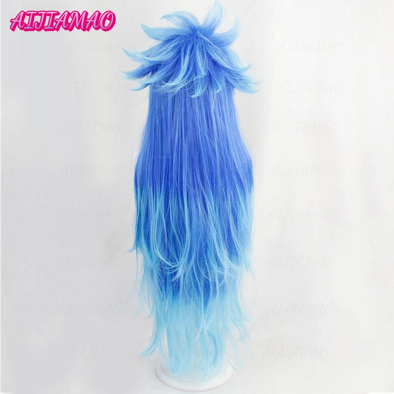 High Quality Idia Shroud Cosplay Wig Twisted Wonderland Long Blue Curly Heat Resistant Synthetic Hair Halloween Party Wigs
