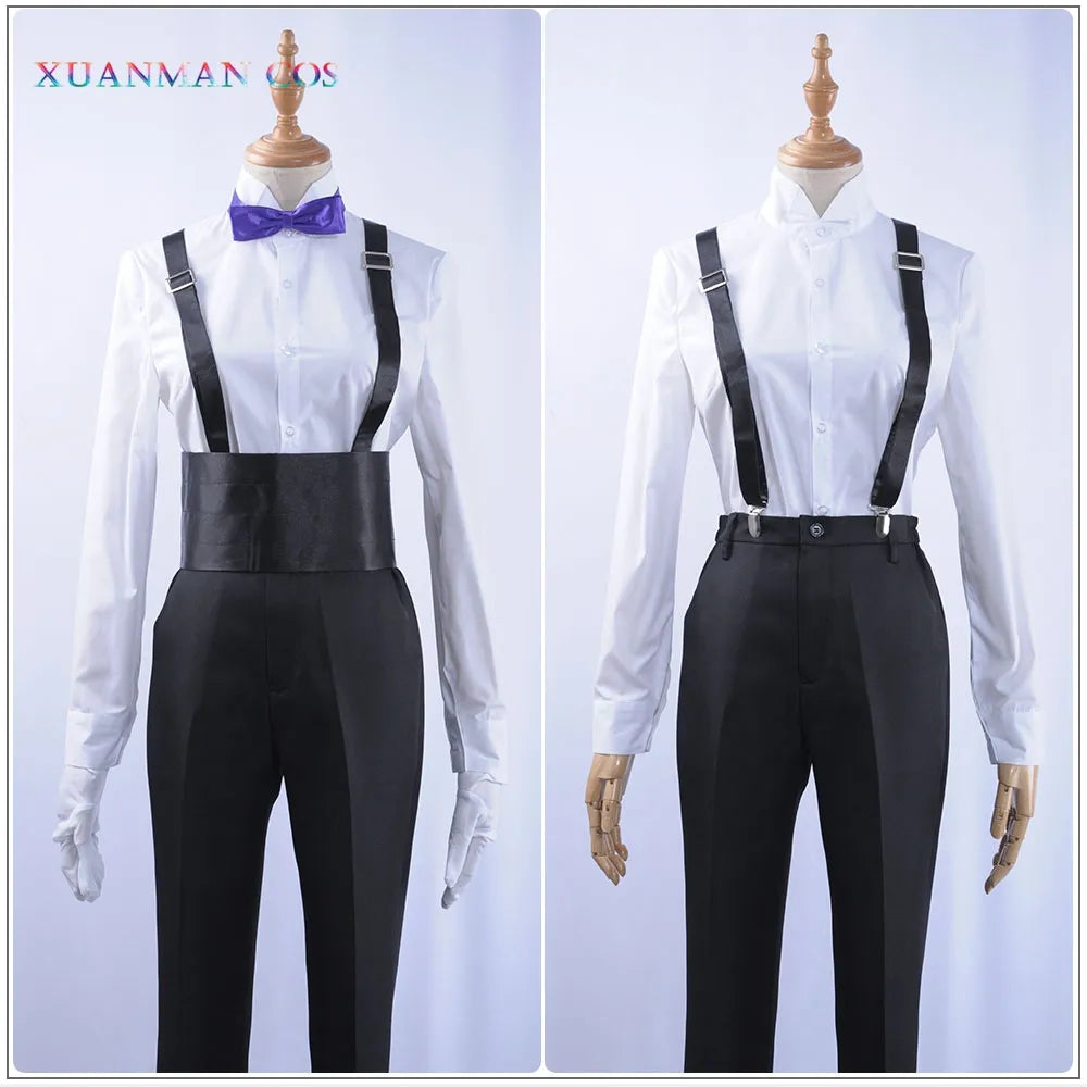 Game Twisted-Wonderland The Little Mermai Azul Ashengrotto Cosplay Costume Men Gray Double-breasted Trench Coat Romper Scarf