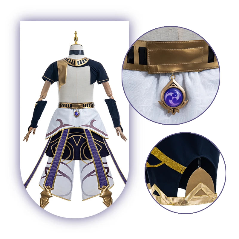 ROLECOS Game Genshin Impact Cyno Cosplay Costume Men Combat Uniform Boy Costume Halloween Party Costume Full Set with Hat