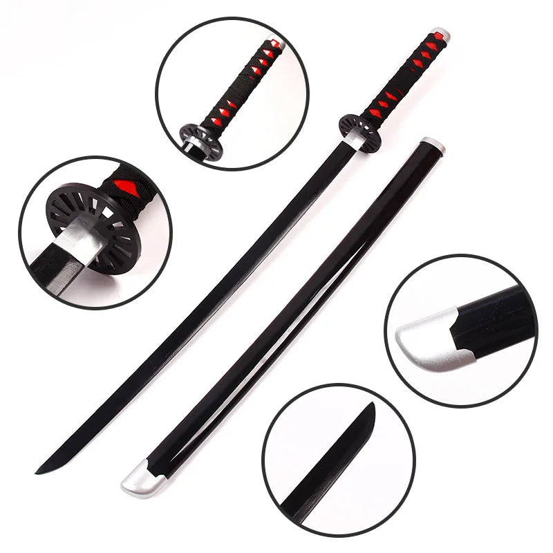 Demon Slayer Katana 104cm Tanjirou Zenitsu Wooden Sword Anime Ghost Killer Blunt Cosplay Props Weapon Model Kids Toy Ninja Blade