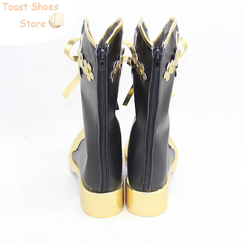 Game Twisted Wonderland Epel Felmier Cosplay Shoes Golden High Heel PU Shoes Halloween Carnival Boots Cosplay Costume Prop