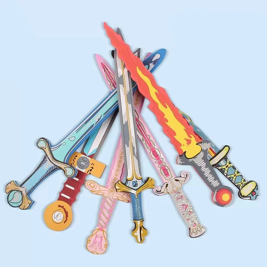 Figure Toys Sword Shield Axe Weapon Cosplay Foam Sword Gun EVA Toys Colorful Weapons Model Colorful Sword Toy for Kids Gifts
