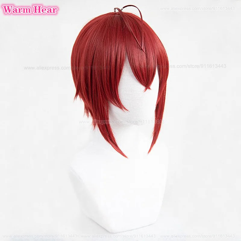 In Stock Riddle Rosehearts Cosplay Wig Anime Twisted Wonderland Short Red Wig Riddle Heat Resistant Synthetic Wigs +Free Wig Cap
