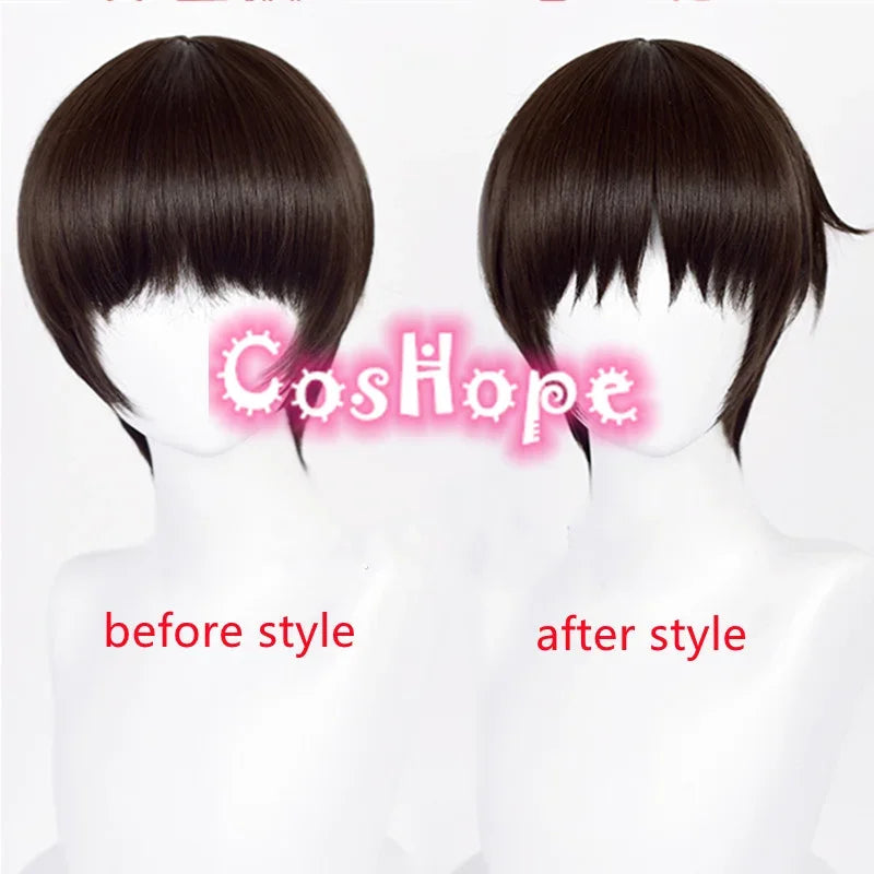 Ikari Shinji Cosplay Wig Women 30cm Short Dark Brown Wig Cosplay Anime Cosplay Wigs Heat Resistant Synthetic Wigs Halloween