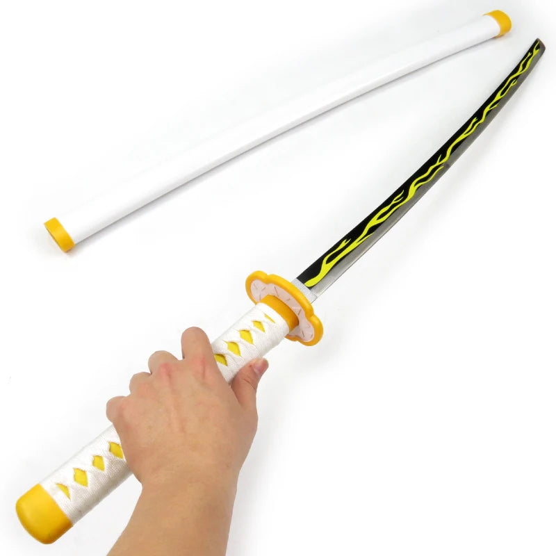 Demon Slayer Katana 104cm Tanjirou Zenitsu Wooden Sword Anime Ghost Killer Blunt Cosplay Props Weapon Model Kids Toy Ninja Blade