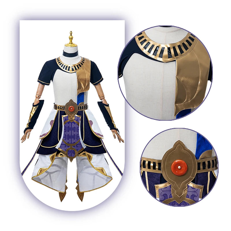 ROLECOS Game Genshin Impact Cyno Cosplay Costume Men Combat Uniform Boy Costume Halloween Party Costume Full Set with Hat