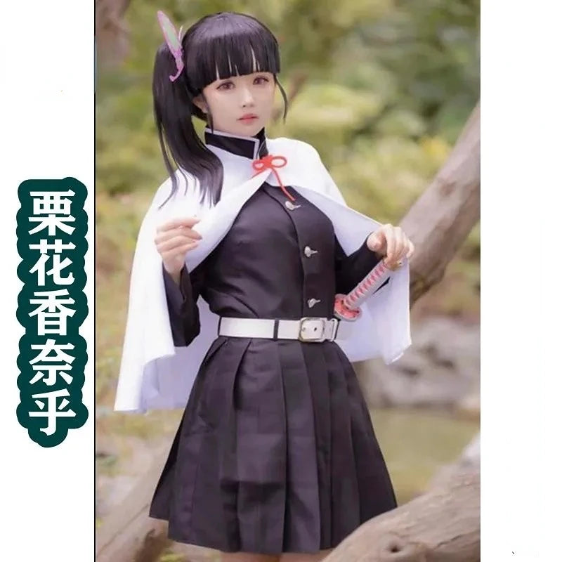 Kanao Tsuyuri Cosplay Costume Wig  Anime Kimetsu Cosplay Halloween Party Outfit for  Women Girls